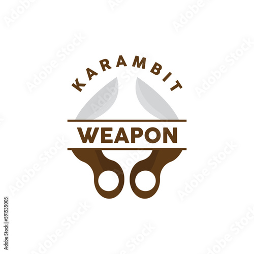 Weapon Logo, Traditional Weapon Karambit Vector, Ninja Fighting Tool Simple Design, Symbol Icon, Illustration