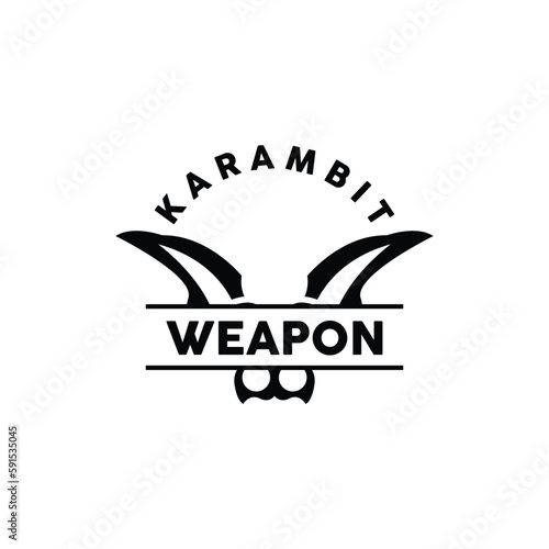 Weapon Logo, Traditional Weapon Karambit Vector, Ninja Fighting Tool Simple Design, Symbol Icon, Illustration