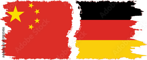 Germany and China grunge flags connection vector