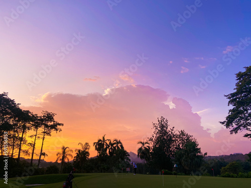 sunset at golf