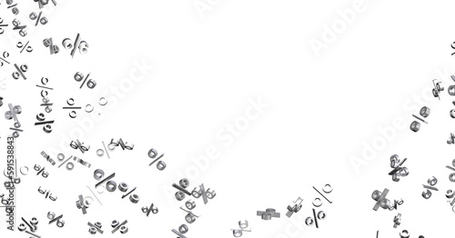 Sales icons floating in the air 3D rendering - 3D percent rain illlustration