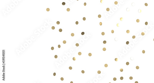 Golden serpentine confetti on transparent background. luxury isolated