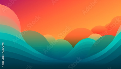 Simple minimalist retro color trendy background and abstract colorful wallpaper. Artistic digital art geometric line stripe and wave, element and design material. Generative AI technology.