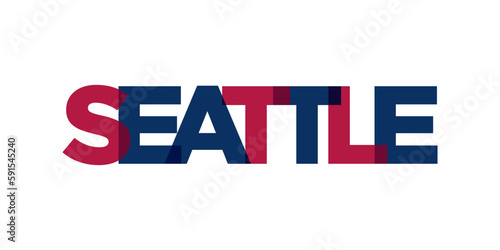 Seattle, Washington, USA typography slogan design. America logo with graphic city lettering for print and web.
