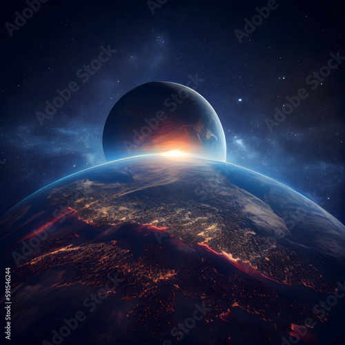 Vue de la planète Terre depuis l'espace, generative ai photo