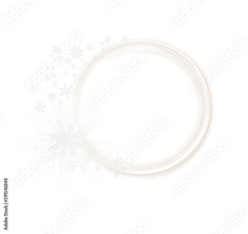 Illustration cercle blanc et fleurs blanches sur fond transparent