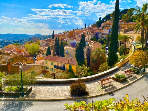 view of the roofs of the town Bormes les Mimosas in the south of France