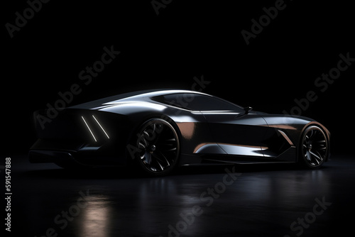 Prototype Concept Of Sports Car On Dark Background, Made Using Generative Ai
