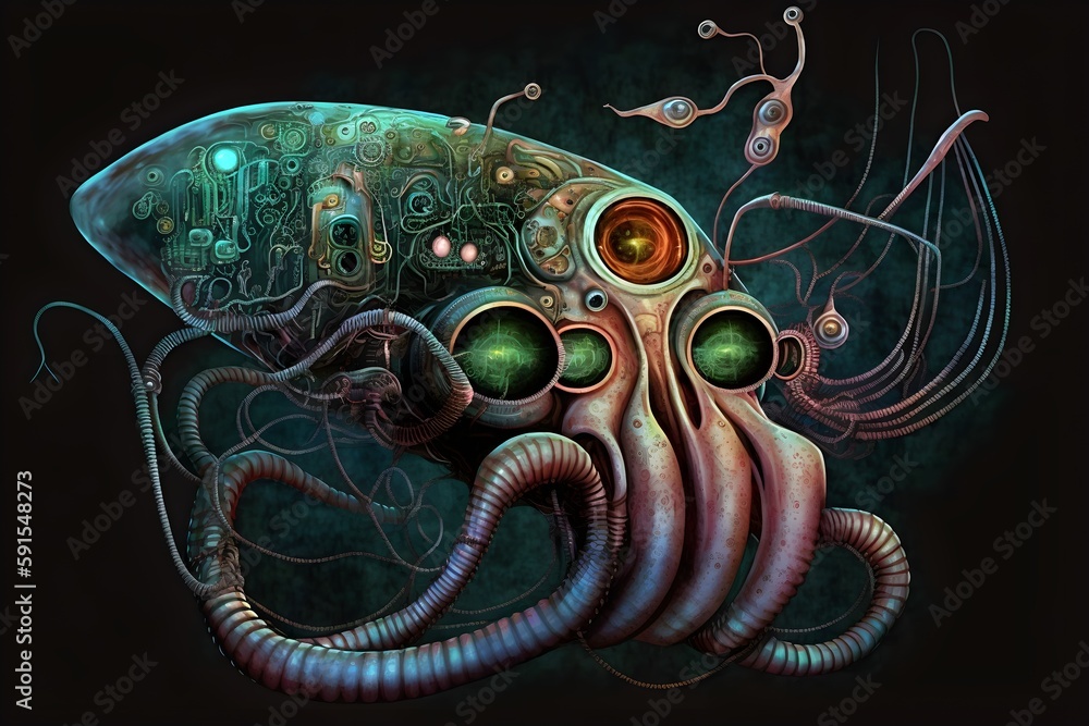 Ilustrace alienpunk Squidcore Biological Infographic Visual Ilustrace alienpunk squidcore biological infographic visual