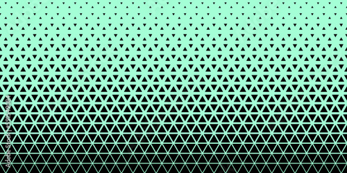 Black turquoise halftone triangles pattern. Abstract geometric gradient background. Vector illustration.