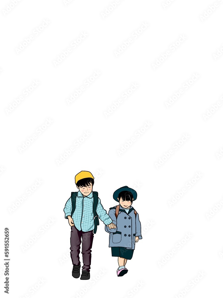 illustration of children walking to school