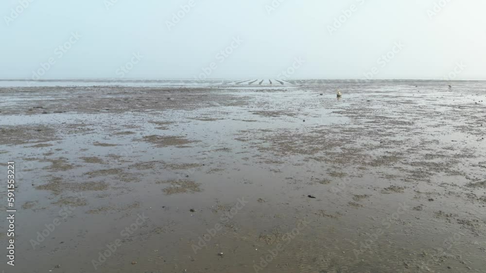 Low Aerial shot towards Whitstable Beach Low tide Low Aerial shot towards Whitstable Beach Low tide