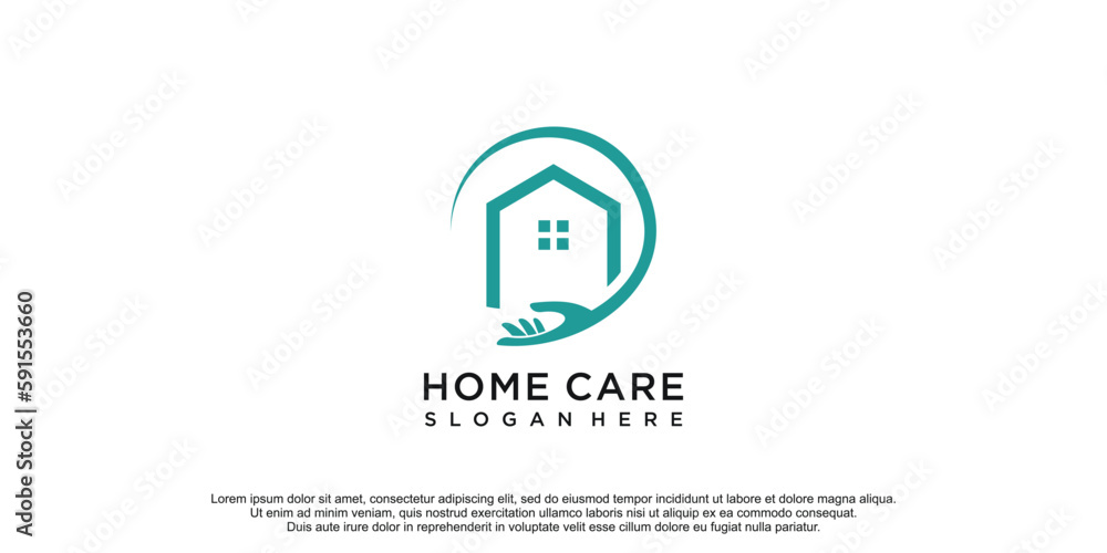 Home care logo with creative design vector icon illustration
