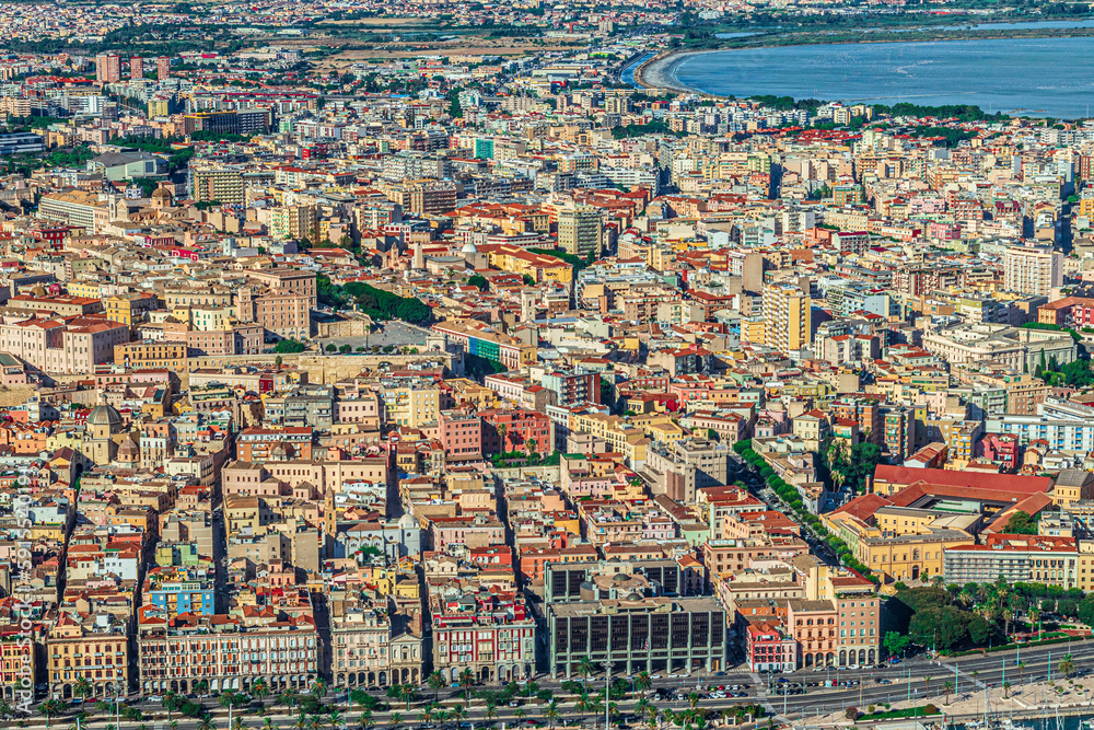 Aerial view of the city of Cagliari. Sardinia, Italy