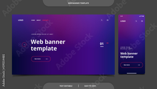 Website design or landing web page. Desktop and mobile. Modern web banner template. Vector.