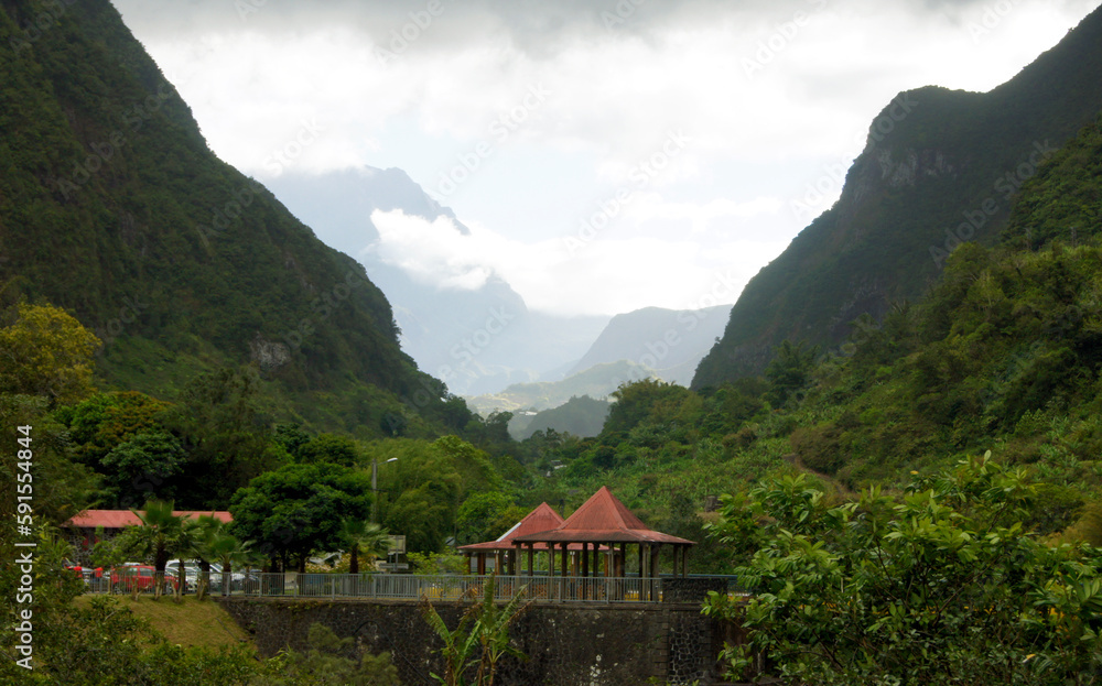 Panoramic of the Cirque de Salazie, Reunion Island, France