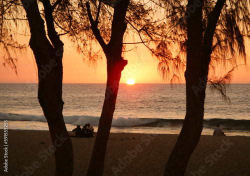 Sunset on the beach of Saint Gilles Les Bains, Reunion Island, France