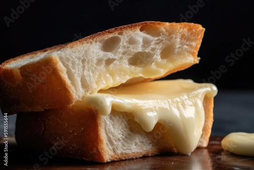 Slice Of Muenster Cheese On Bread. Generative AI