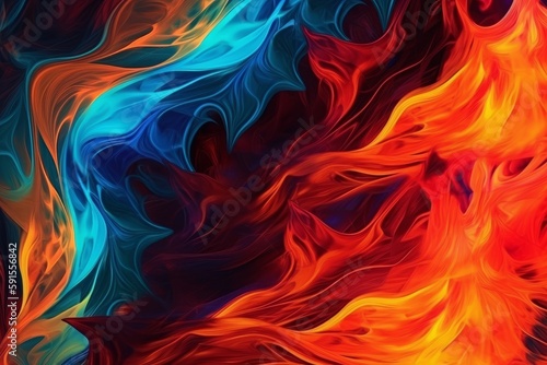Vibrant Flames of Color in Abstract Background, Generative AI