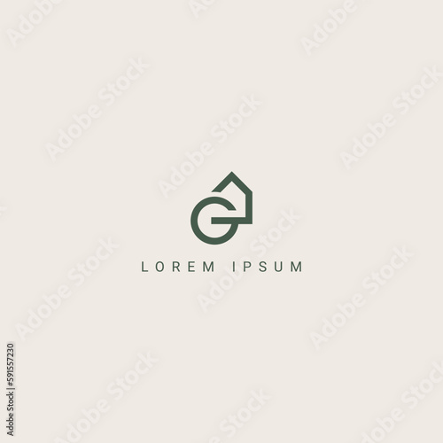 Alphabet letter G real estate house logo design vector illustration.
