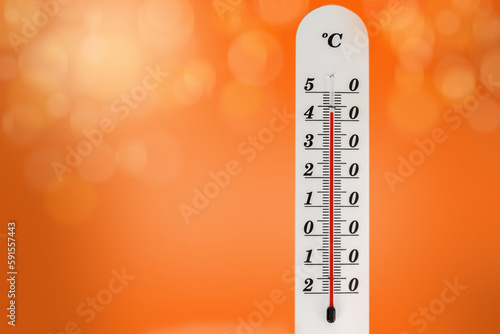 42 degrees celsius on a thermometer. Global warming concept
