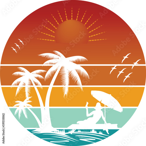 Summer retro vintage t-shirt design