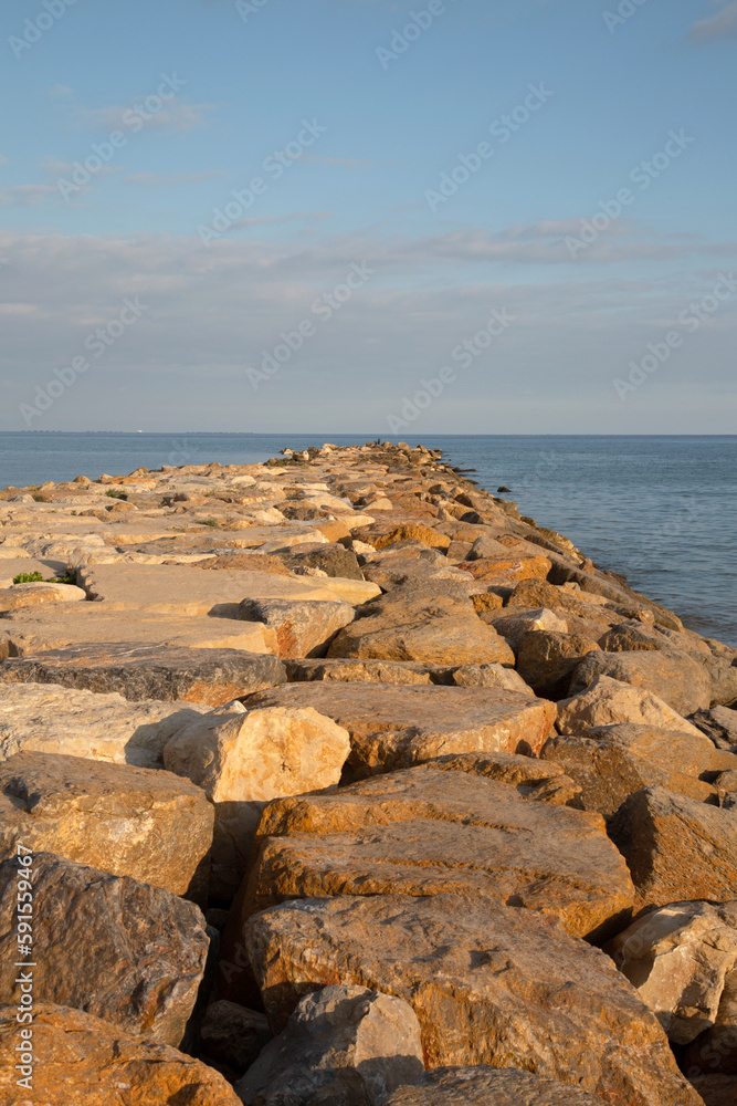 Stone Pier at Beach, El Campello, Alicante, Spain