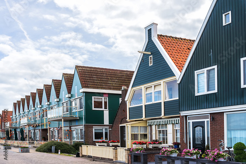Beautiful traditional houses in a Dutch small fishing village. VOLENDAM, the NETHERLANDS.