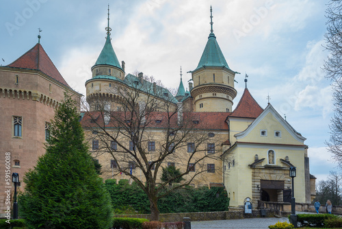 Bojnice medieval castle, UNESCO heritage in Slovakia. Romantic castle with gothic and Renaissance elements built in