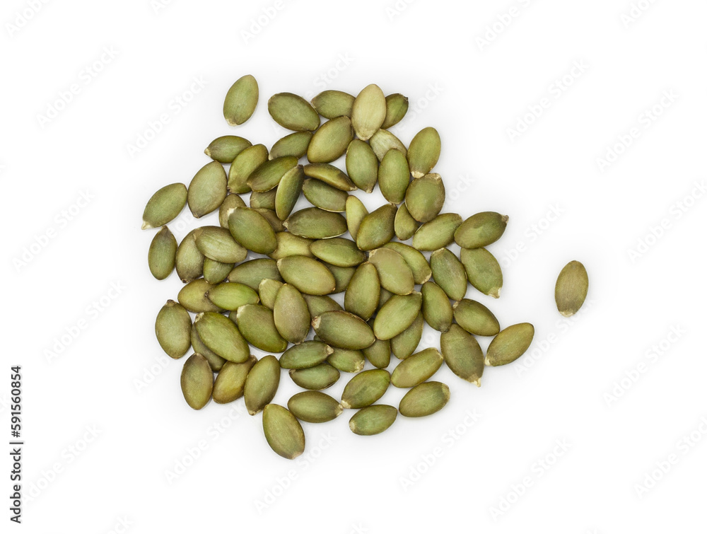 Pumpkin seeds isolated on a white background, top view. Pumpkin seeds isolated on a white background, top view.