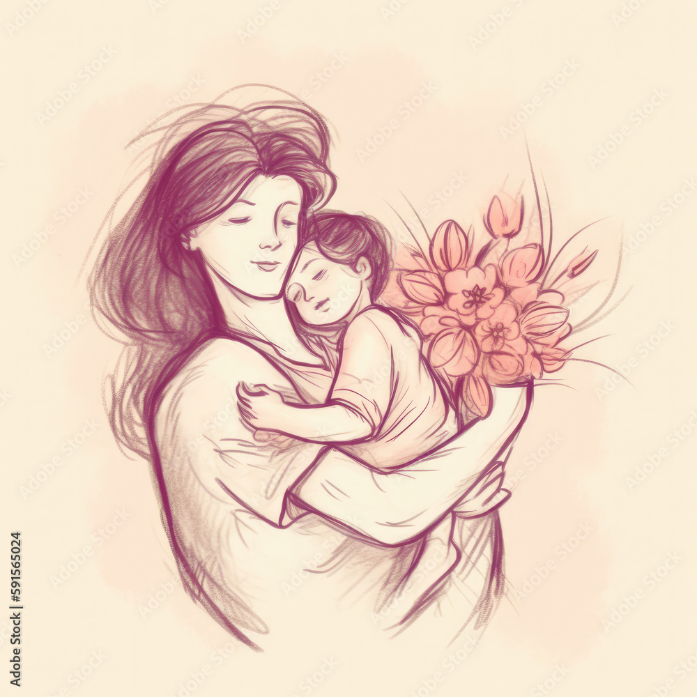 Mother day, illustration, hug, love Mother day, illustration, hug, love