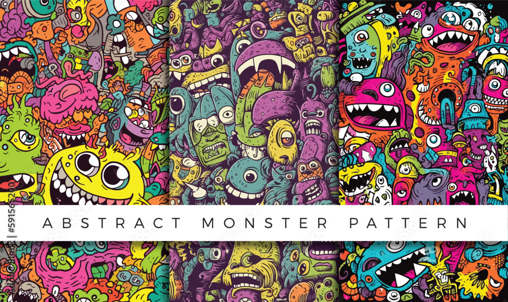Abstract monster pattern backgrounds	
