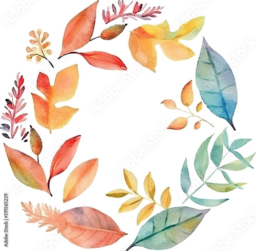 Vector Watercolor set of branches with colorful leaves, wreath for wedding invitations, greetings, wallpapers, fashion, prints. Eucalyptus, olive green leaves.	