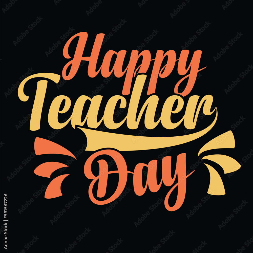 Happy Teacher's day hand sketched lettering decorated by brush hand drawn heart. Teacher's day typography concept as template for cards, posters, social media post