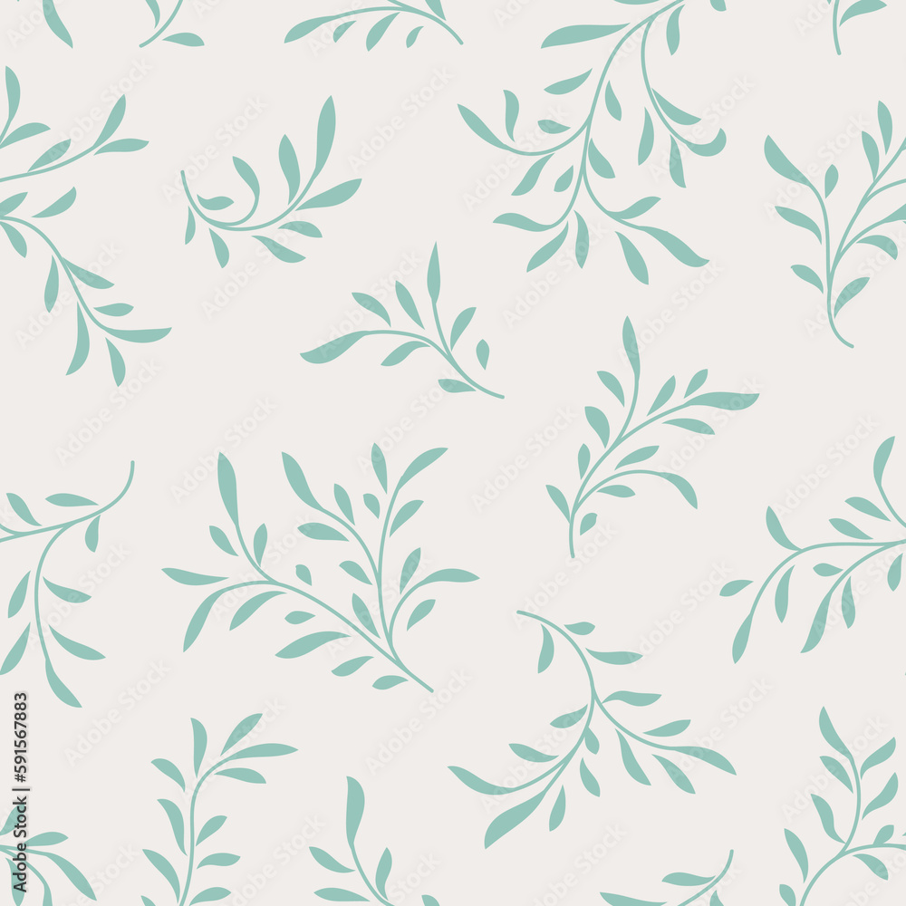 Floral seamless pattern. Branch with leaves ornamental texture. Flourish nature summer garden textured background Floral seamless pattern. Branch with leaves ornamental texture. Flourish nature summer garden textured background
