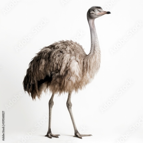 ostrich, walking down the street