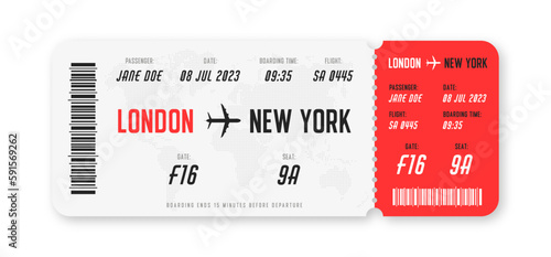 Boarding pass template. Airline ticket design with abstract information. Boarding pass design for tourism, air traveling and journey concept. Vector