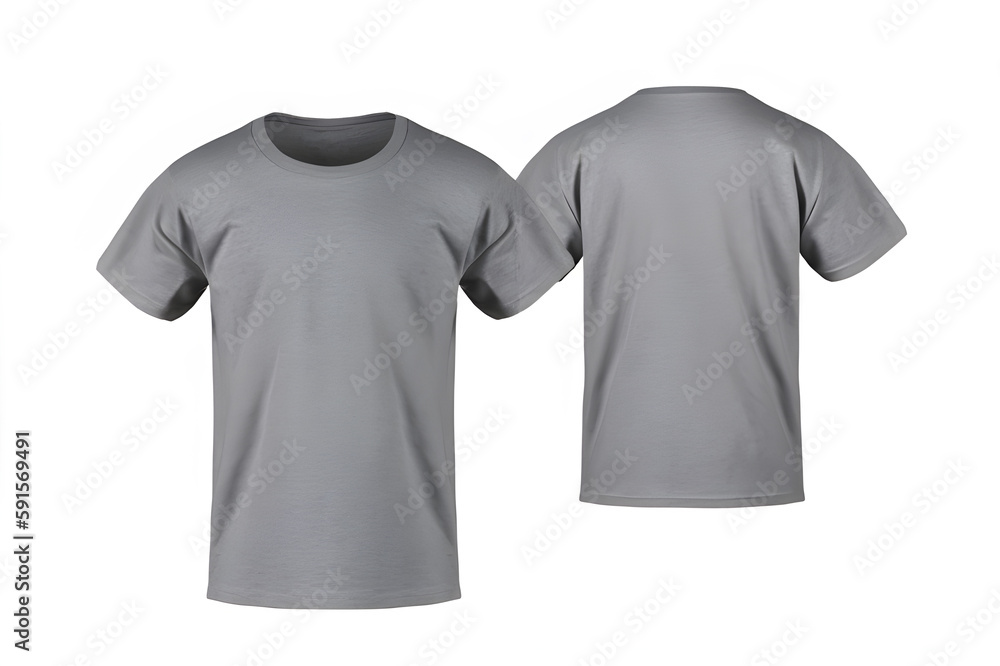 Men's grey T-Shirt Template for Design Mockup and Print. Generative AI Men's grey T-Shirt Template for Design Mockup and Print. Generative AI