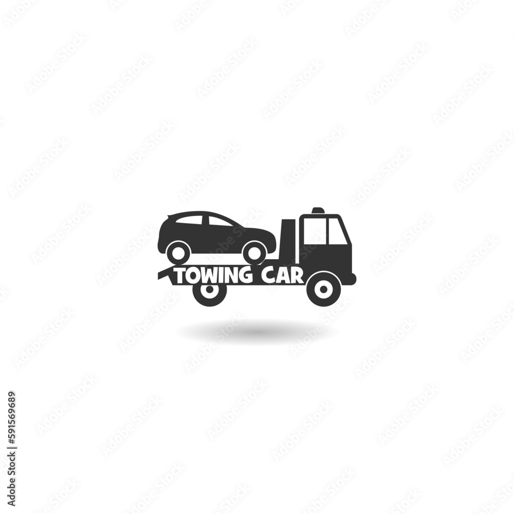 Towing car icon with shadow