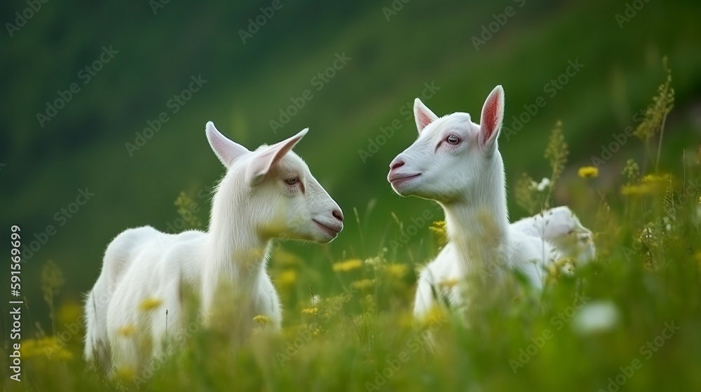 Adorable Saanen Goat Kids Playing Adorable Saanen Goat Kids Playing