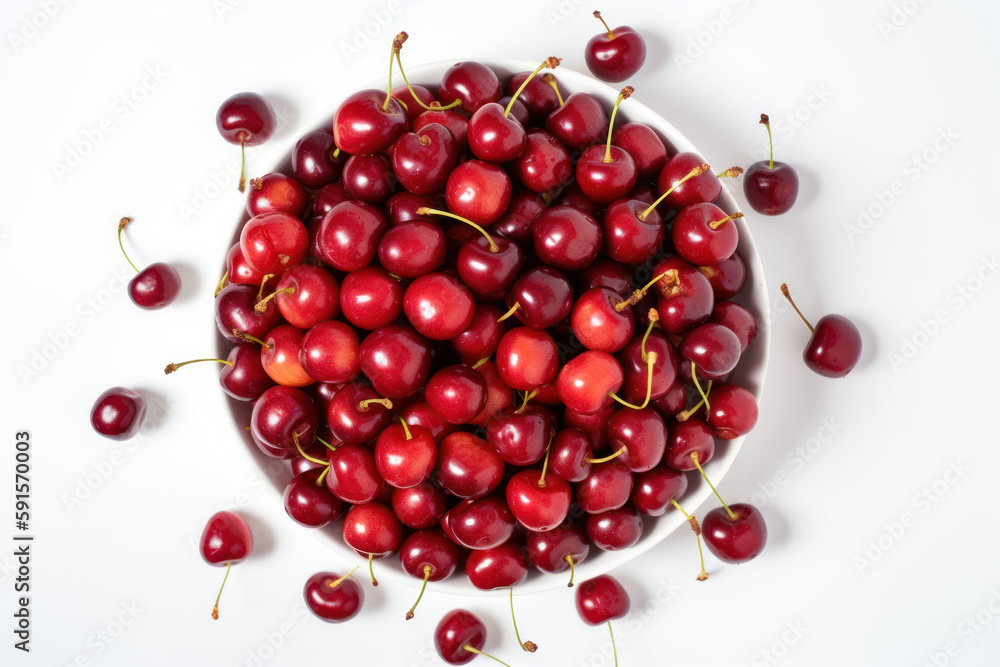 Cherry, top down view of a bunch of cherries, generative ai, Fresh tasty fruit Cherry, top down view of a bunch of cherries, generative ai, Fresh tasty fruit