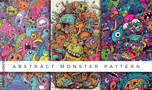 Abstract monster pattern backgrounds 