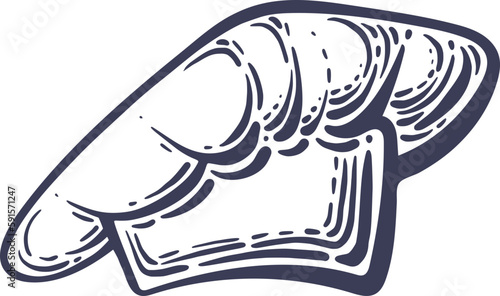 Chef hat sketch. Vector cook cap. Graphic illustration. Restaurant cafe uniform of kitchen staff