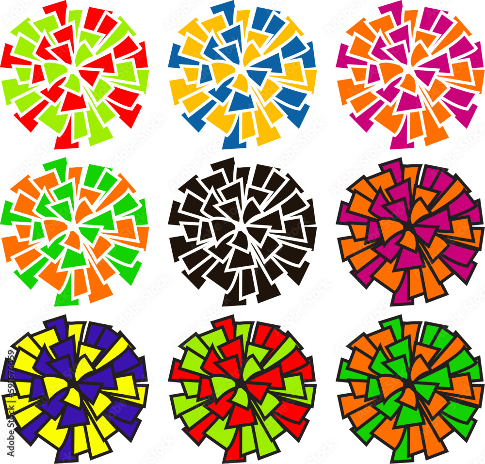 vector set of colorful pom poms - obrazy, fototapety, plakaty 