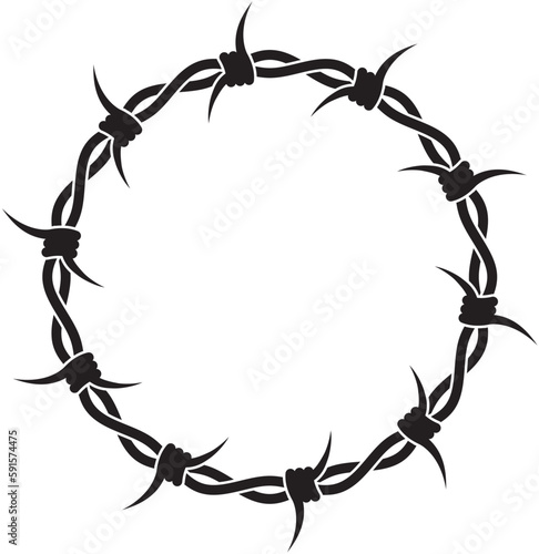 vector barbed wire round frame border