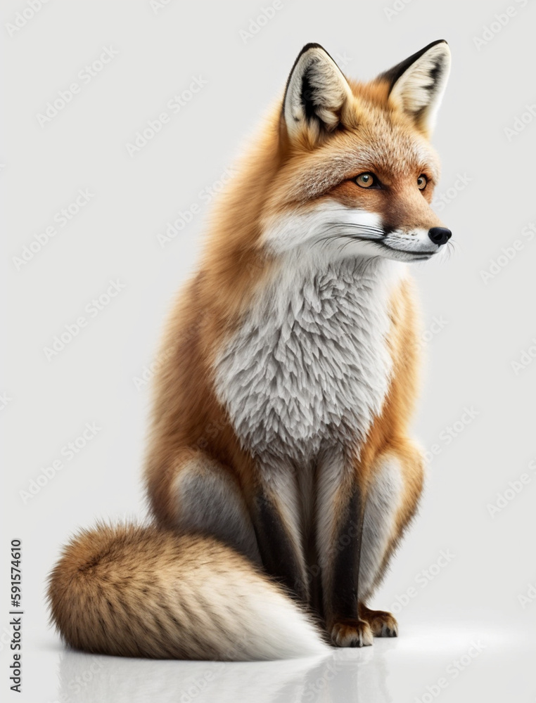 Fox isolated in white background, Generative Ai