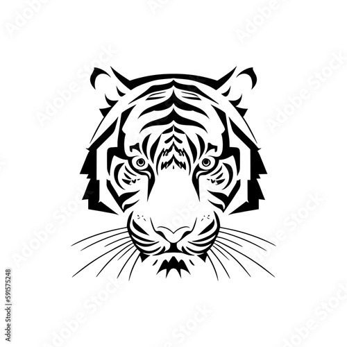 Fototapeta Naklejka Na Ścianę i Meble -  Head tiger black logo design vector illustration