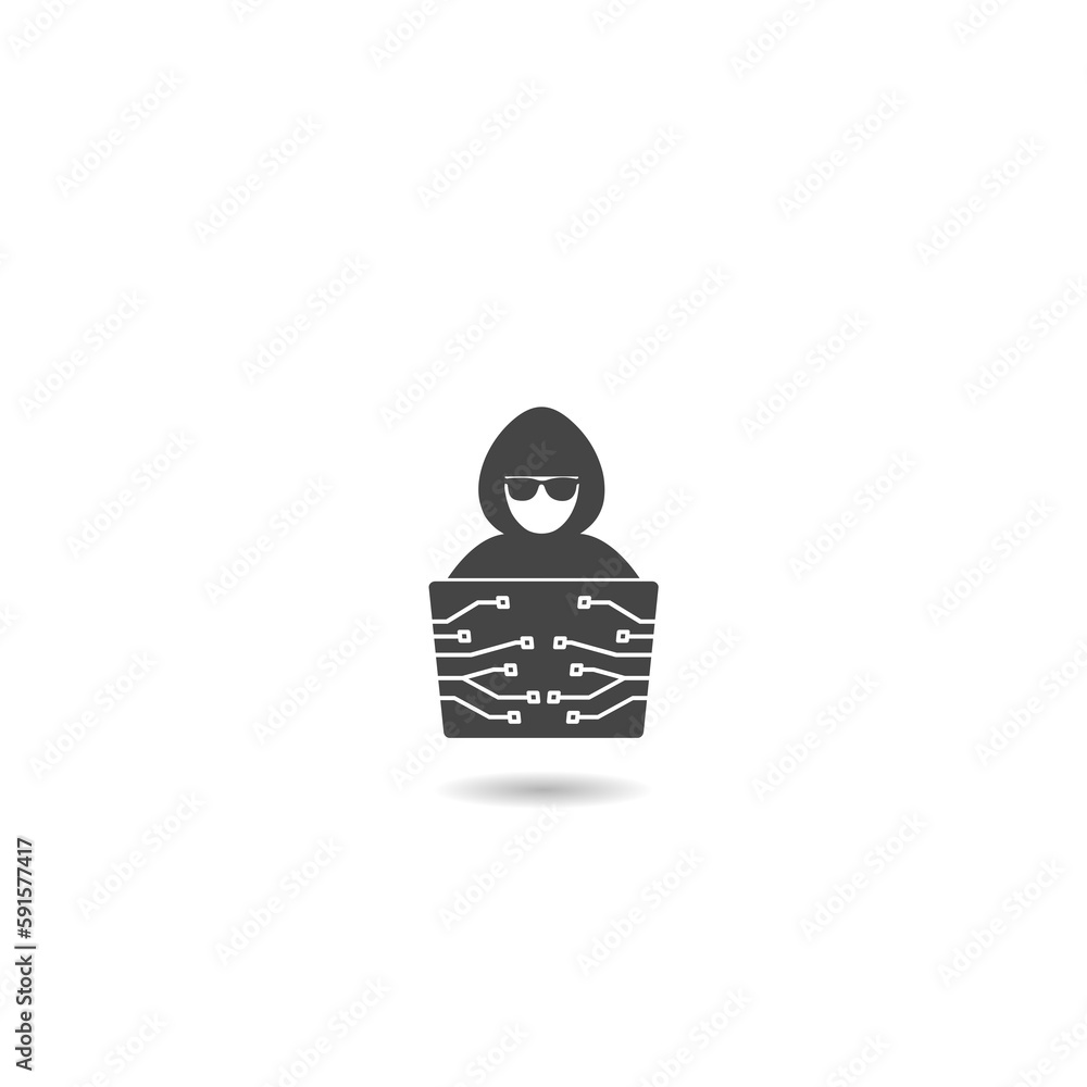 Hacker criminal security internet logo icon with shadow Hacker criminal security internet logo icon with shadow