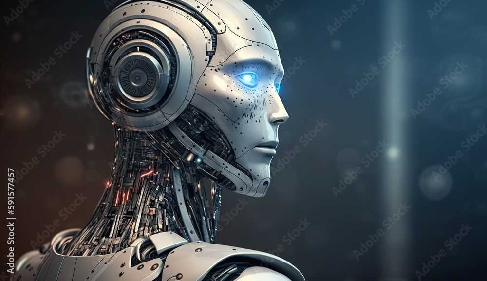 Fototapeta premium Ai humanoid robot,artificial intelligence or machine learning concepts. AI generated