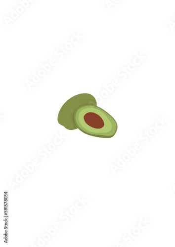 illustration of whole and halved avocado, hand drawn fruit avocado, isolated image.
